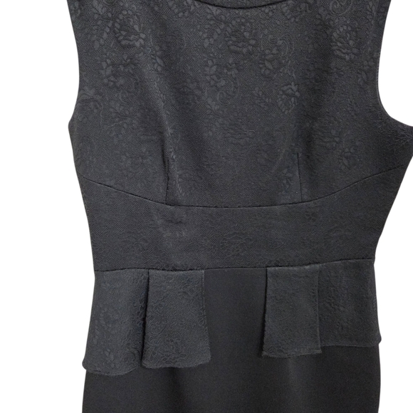 Tahari Black Asymmetrical Peplum Sheath Dress Size 8 - Picture 3 of 7